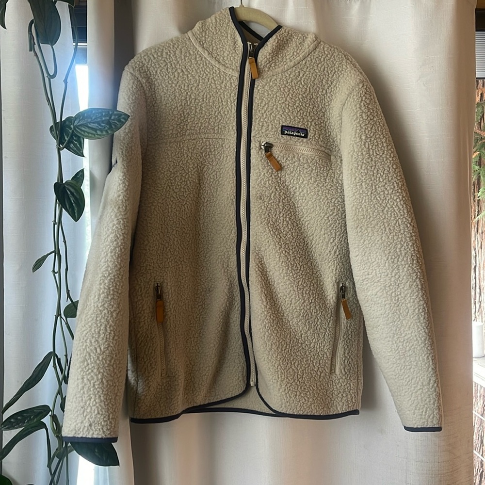 Patagonia Cream Sherpa Fleece Zip Hoodie
